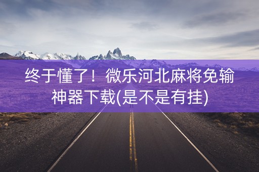 终于懂了！微乐河北麻将免输神器下载(是不是有挂)
