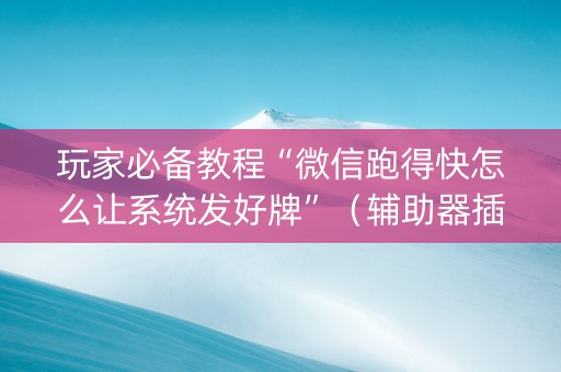 玩家必备教程“微信跑得快怎么让系统发好牌”（辅助器插件)