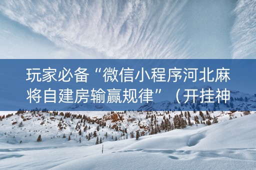 玩家必备“微信小程序河北麻将自建房输赢规律”（开挂神器下载)