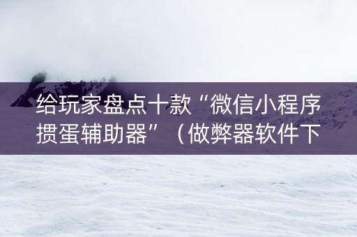 给玩家盘点十款“微信小程序掼蛋辅助器”（做弊器软件下载)