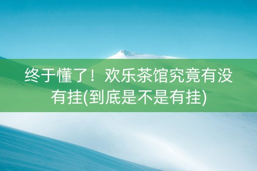 终于懂了！欢乐茶馆究竟有没有挂(到底是不是有挂)