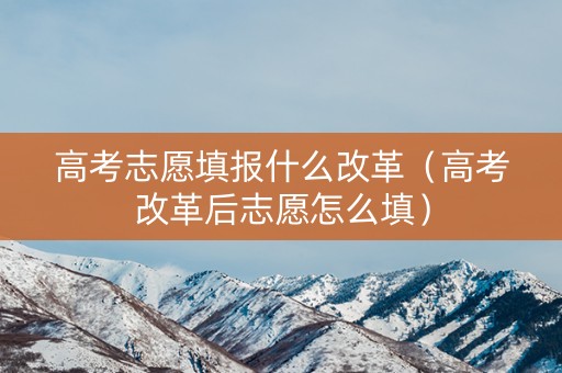 高考志愿填报什么改革（高考改革后志愿怎么填）