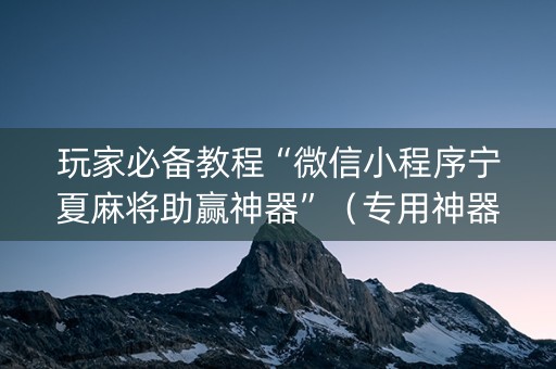 玩家必备教程“微信小程序宁夏麻将助赢神器”（专用神器下载)