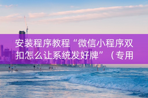 安装程序教程“微信小程序双扣怎么让系统发好牌”（专用神器下载)
