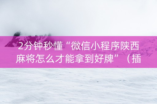 2分钟秒懂“微信小程序陕西麻将怎么才能拿到好牌”（插件可信吗)