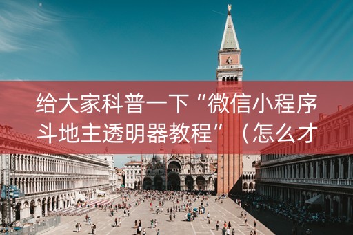 给大家科普一下“微信小程序斗地主透明器教程”（怎么才会赢)