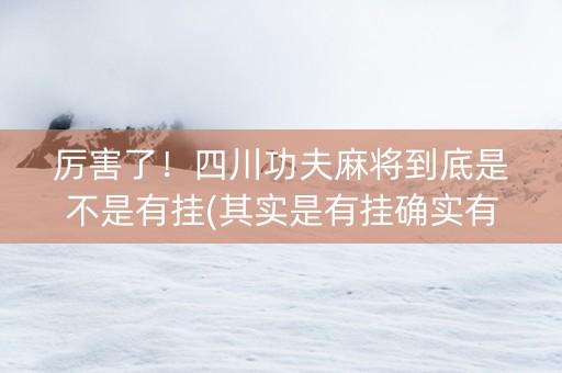 厉害了！四川功夫麻将到底是不是有挂(其实是有挂确实有挂)