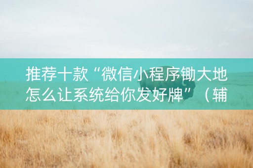 推荐十款“微信小程序锄大地怎么让系统给你发好牌”（辅助器插件)