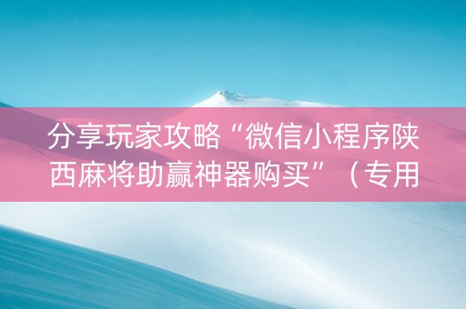 分享玩家攻略“微信小程序陕西麻将助赢神器购买”（专用神器)
