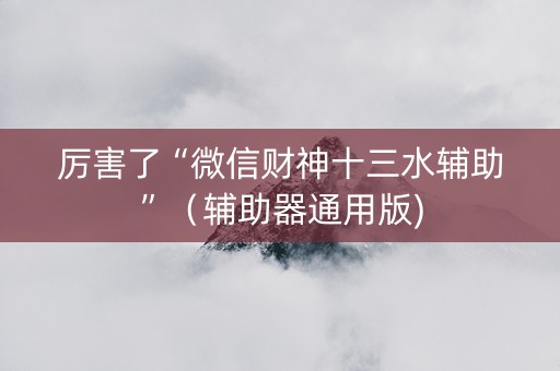 厉害了“微信财神十三水辅助”（辅助器通用版)