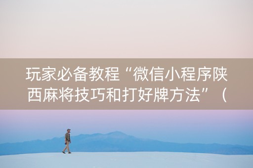 玩家必备教程“微信小程序陕西麻将技巧和打好牌方法”（有没有猫腻)