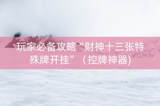 玩家必备攻略“财神十三张特殊牌开挂”（控牌神器)