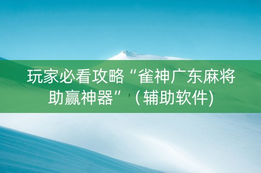 玩家必看攻略“雀神广东麻将助赢神器”（辅助软件)