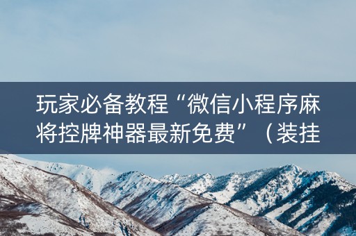 玩家必备教程“微信小程序麻将控牌神器最新免费”（装挂怎么安装)