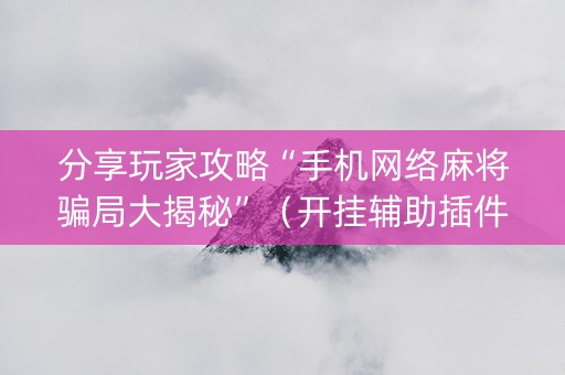 分享玩家攻略“手机网络麻将骗局大揭秘”（开挂辅助插件)