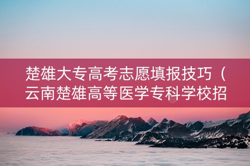 楚雄大专高考志愿填报技巧（云南楚雄高等医学专科学校招生简章）