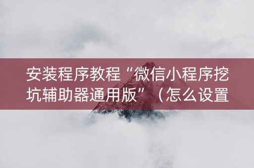 安装程序教程“微信小程序挖坑辅助器通用版”（怎么设置才能赢)