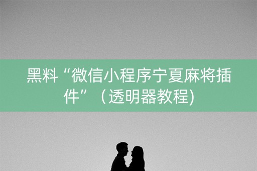 黑料“微信小程序宁夏麻将插件”（透明器教程)