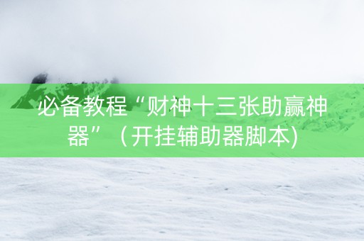 必备教程“财神十三张助赢神器”（开挂辅助器脚本)