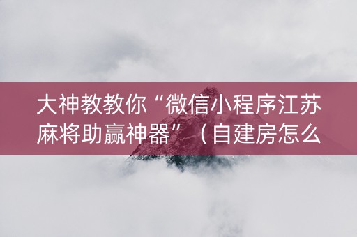 大神教教你“微信小程序江苏麻将助赢神器”（自建房怎么拿好牌)