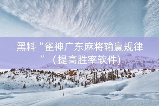 黑料“雀神广东麻将输赢规律”（提高胜率软件)