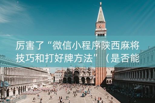 厉害了“微信小程序陕西麻将技巧和打好牌方法”（是否能开挂)