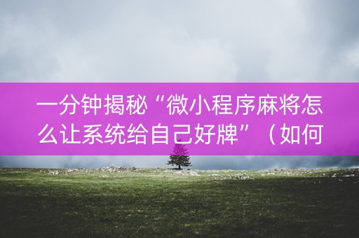 一分钟揭秘“微小程序麻将怎么让系统给自己好牌”（如何让系统发好牌)
