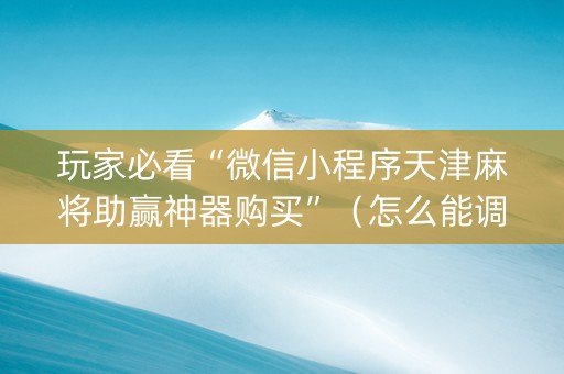 玩家必看“微信小程序天津麻将助赢神器购买”（怎么能调好牌)