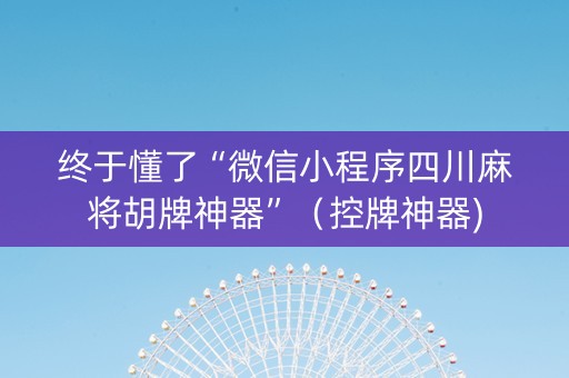 终于懂了“微信小程序四川麻将胡牌神器”（控牌神器)