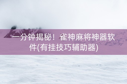 一分钟揭秘！雀神麻将神器软件(有挂技巧辅助器)
