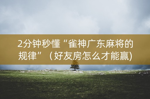 2分钟秒懂“雀神广东麻将的规律”（好友房怎么才能赢)