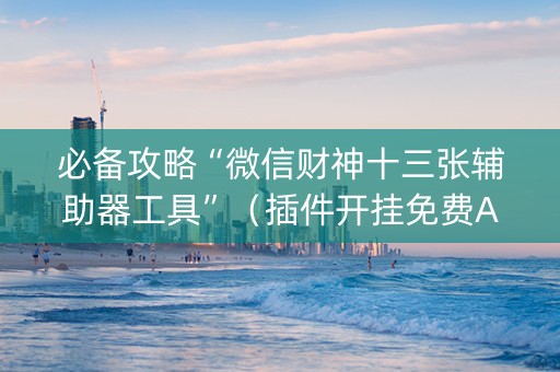 必备攻略“微信财神十三张辅助器工具”（插件开挂免费AI)