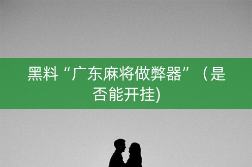 黑料“广东麻将做弊器”（是否能开挂)