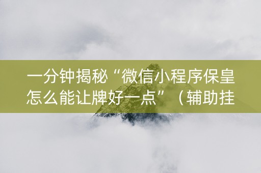 一分钟揭秘“微信小程序保皇怎么能让牌好一点”（辅助挂发牌规律)