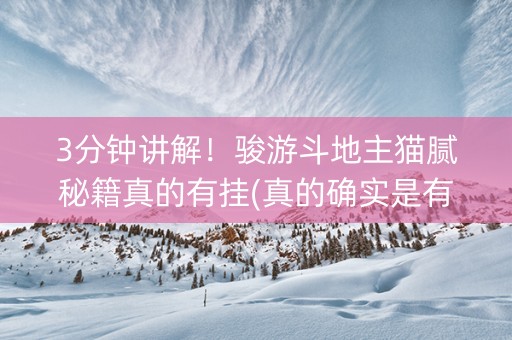 3分钟讲解！骏游斗地主猫腻秘籍真的有挂(真的确实是有挂)