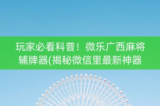 玩家必看科普！微乐广西麻将辅牌器(揭秘微信里最新神器下载)