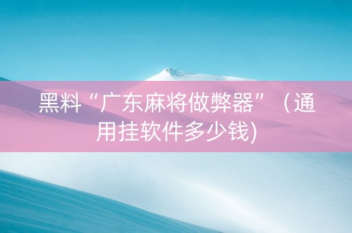 黑料“广东麻将做弊器”（通用挂软件多少钱)