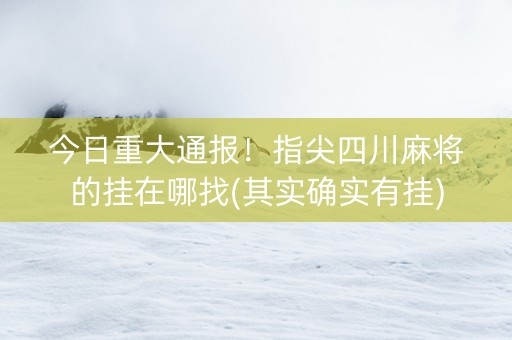 今日重大通报！指尖四川麻将的挂在哪找(其实确实有挂)