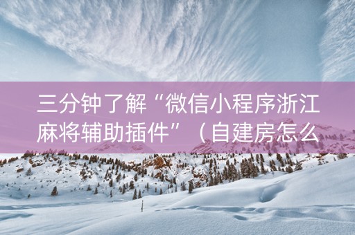 三分钟了解“微信小程序浙江麻将辅助插件”（自建房怎么赢)