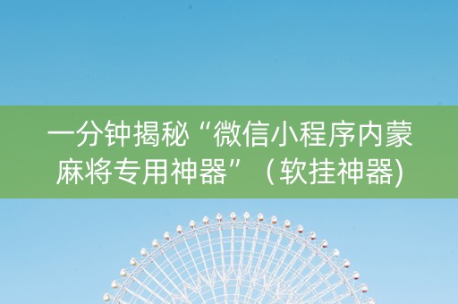 一分钟揭秘“微信小程序内蒙麻将专用神器”（软挂神器)