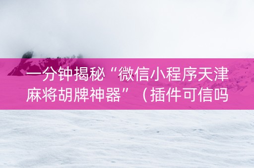 一分钟揭秘“微信小程序天津麻将胡牌神器”（插件可信吗)