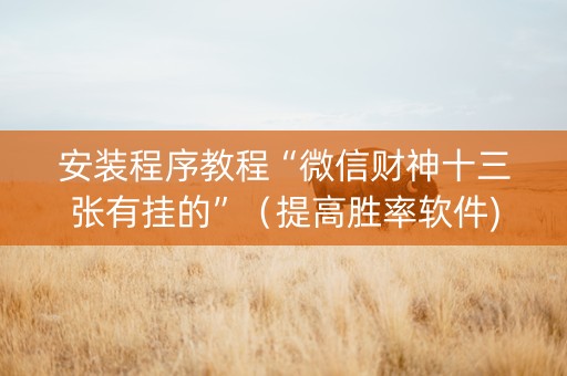 安装程序教程“微信财神十三张有挂的”（提高胜率软件)