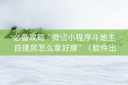 必备攻略“微信小程序斗地主自建房怎么拿好牌”（软件出售)