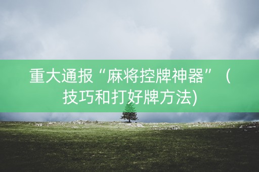 重大通报“麻将控牌神器”（技巧和打好牌方法)