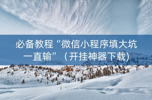 必备教程“微信小程序填大坑一直输”（开挂神器下载)