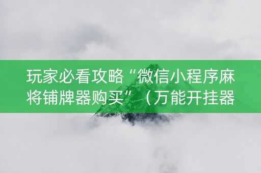 玩家必看攻略“微信小程序麻将铺牌器购买”（万能开挂器)