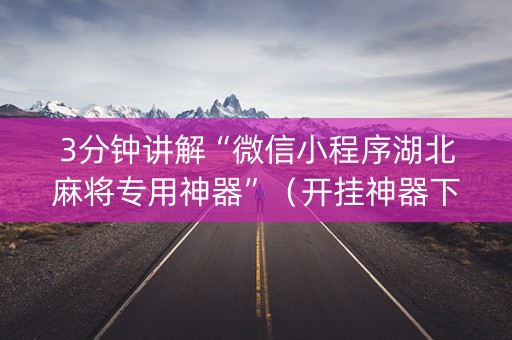 3分钟讲解“微信小程序湖北麻将专用神器”（开挂神器下载)