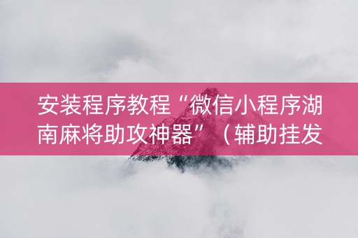 安装程序教程“微信小程序湖南麻将助攻神器”（辅助挂发牌规律)