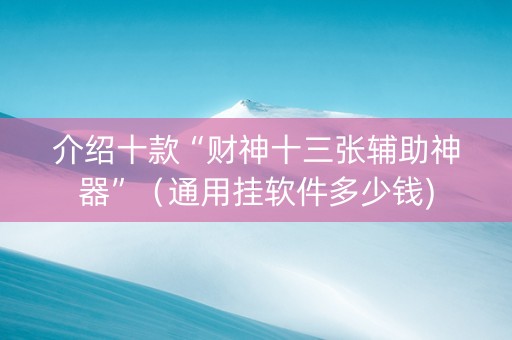 介绍十款“财神十三张辅助神器”（通用挂软件多少钱)