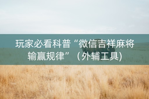 玩家必看科普“微信吉祥麻将输赢规律”（外辅工具)